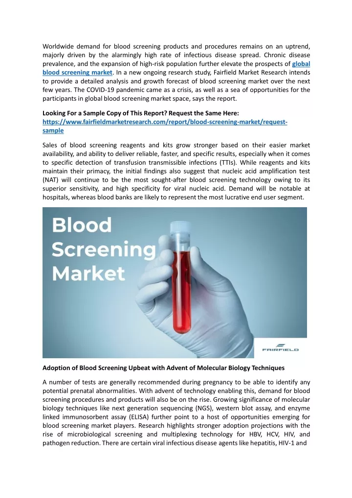 worldwide demand for blood screening products