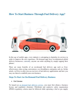 how to start business through fuel delivery app