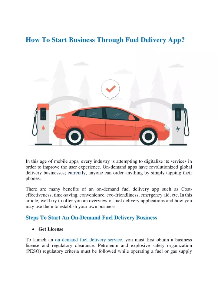 how to start business through fuel delivery app