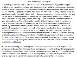 how is working audit drupal