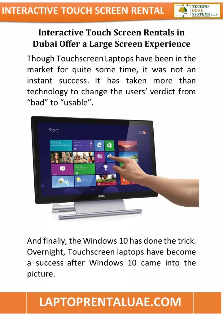 interactive touch screen rental
