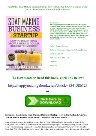 ReadOnline Soap Making Business Startup How to Start  Run &amp; Grow a Million D
