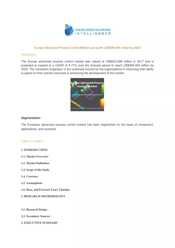 europe advanced process control market size worth