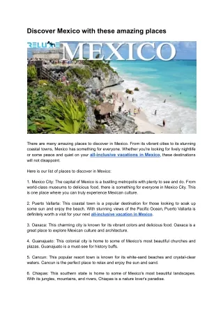 Discover Mexico with these amazing places