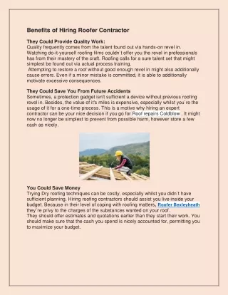 benefits of hiring roofer contractor they could