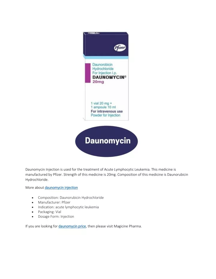 daunomycin injection is used for the treatment