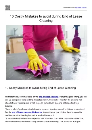 10 Costly Mistakes to avoid during End of Lease Cleaning