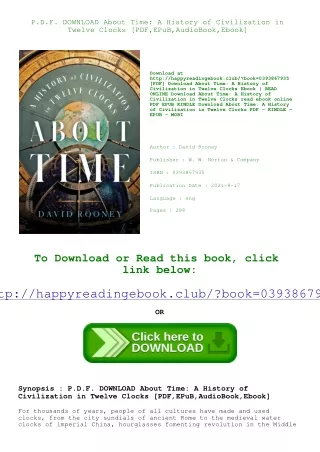 P.D.F. DOWNLOAD About Time A History of Civilization in Twelve Clocks [PDF EPuB