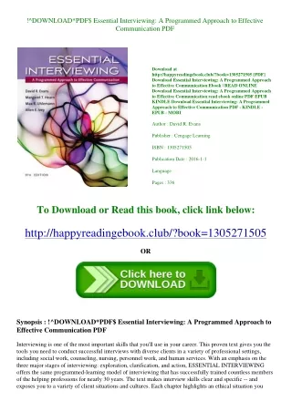 !^DOWNLOAD*PDF$ Essential Interviewing A Programmed Approach to Effective Commun
