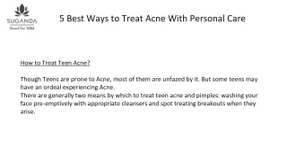 5 Best Ways to Treat Acne With Personal Care - Sugandaskincare
