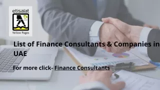 List of Finance Consultants & Companies in UAE