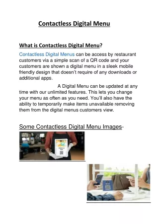 Contactless Digital Menu