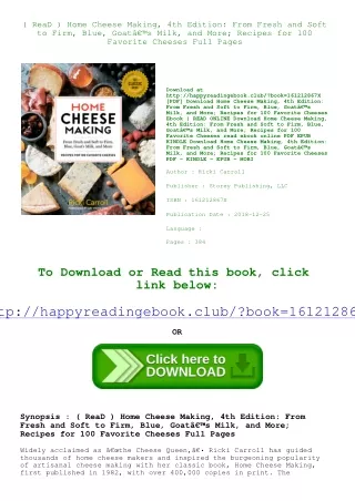 ( ReaD ) Home Cheese Making  4th Edition From Fresh and Soft to Firm  Blue  Goat