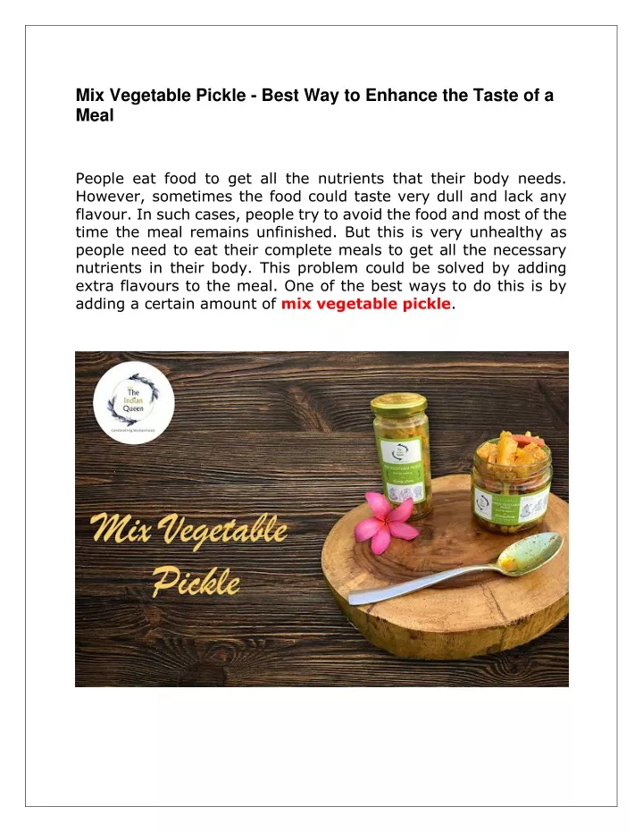 mix vegetable pickle best way to enhance
