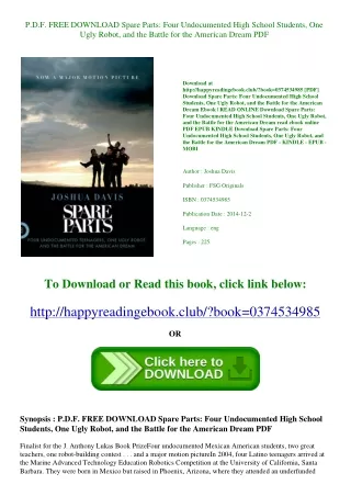 P.D.F. FREE DOWNLOAD Spare Parts Four Undocumented High School Students  One Ugl