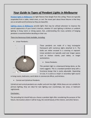 your guide to types of pendant lights in melbourne