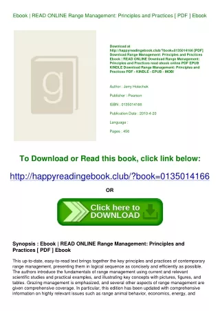 Ebook  READ ONLINE Range Management Principles and Practices [ PDF ] Ebook