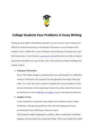 college students face problems in essay writing