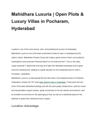 2 & 3 bhk apartments in patancheru |Villas in Hyderabad-mahidhara
