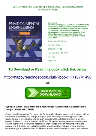 [Doc] Environmental Engineering Fundamentals  Sustainability  Design DOWNLOAD FR