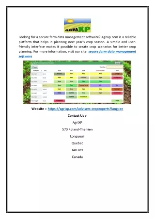 Secure Farm Data Management Software  Agrixp