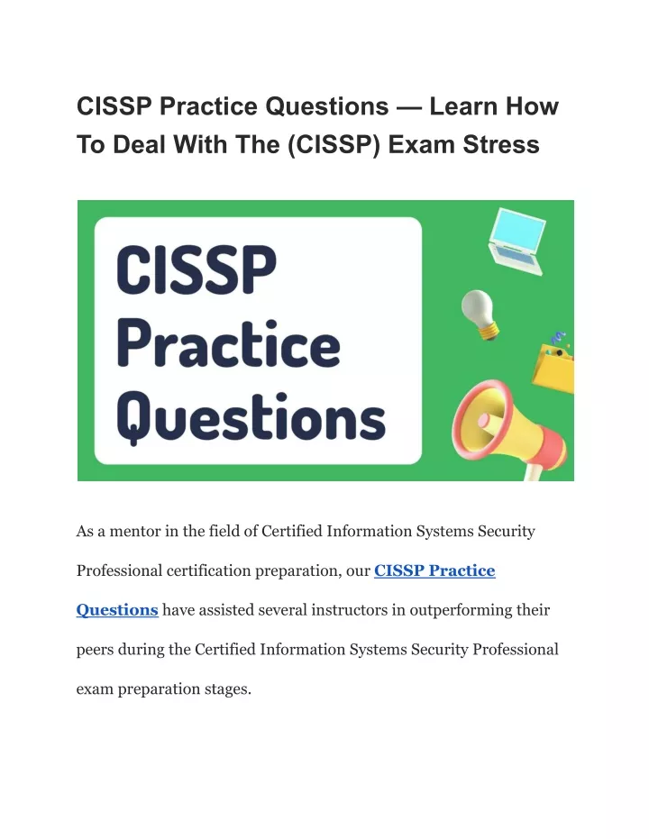 PPT - CISSP Practice Questions — Learn How To Deal With The (CISSP ...