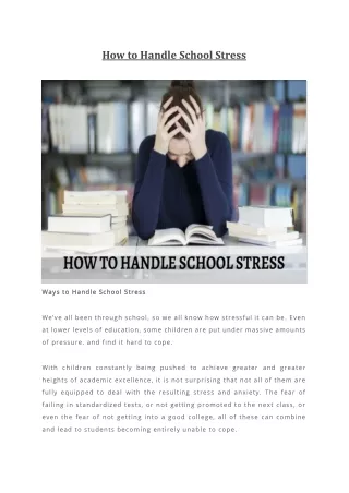 how to handle school stress