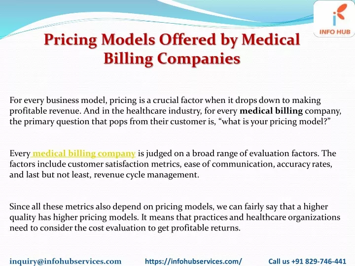 pricing models offered by medical billing