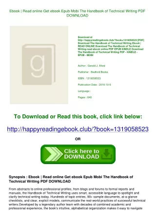 Ebook  Read online Get ebook Epub Mobi The Handbook of Technical Writing PDF DOW