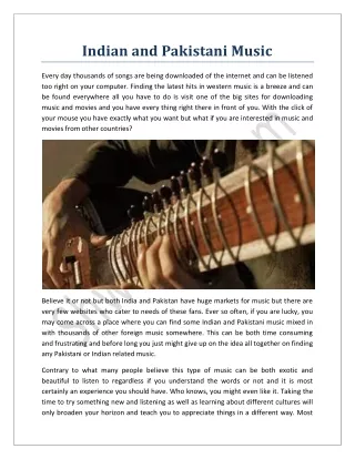 Indian and Pakistani Music