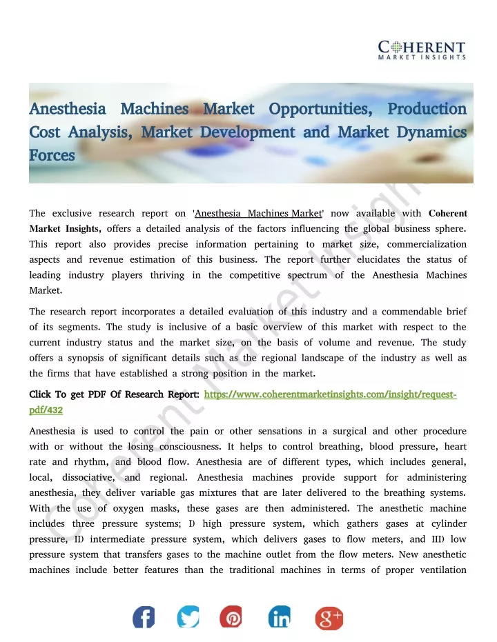anesthesia machines market opportunities