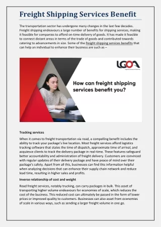 Freight Shipping Services Benefit