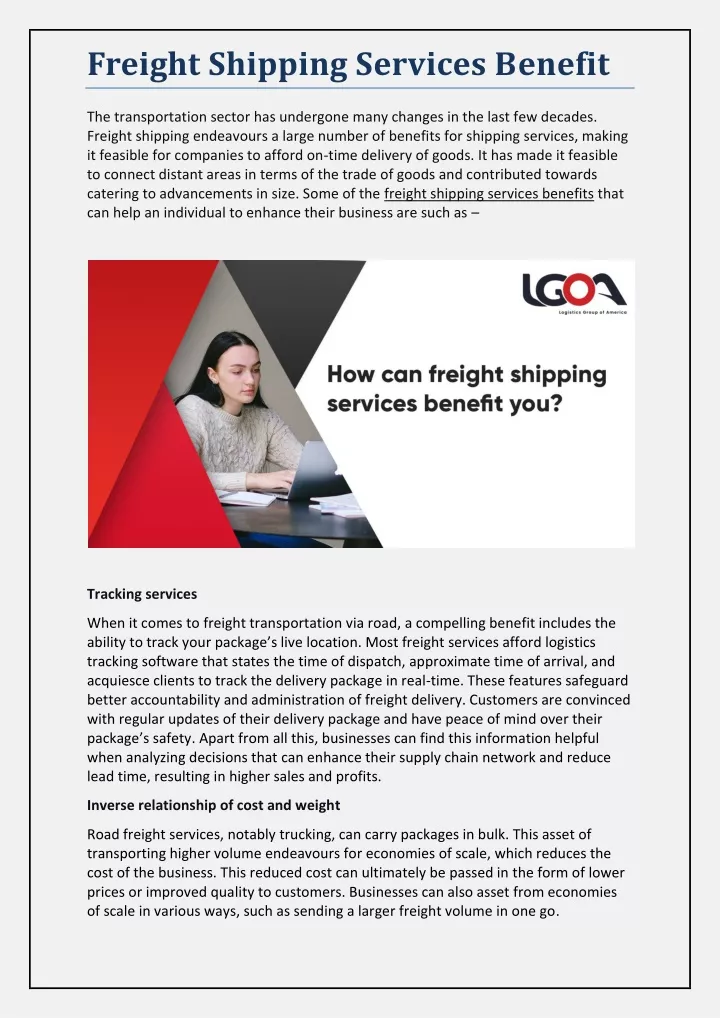 freight shipping services benefit