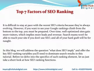 top 7 factors of seo ranking