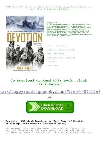 PDF eBook Devotion An Epic Story of Heroism  Friendship  and Sacrifice Download
