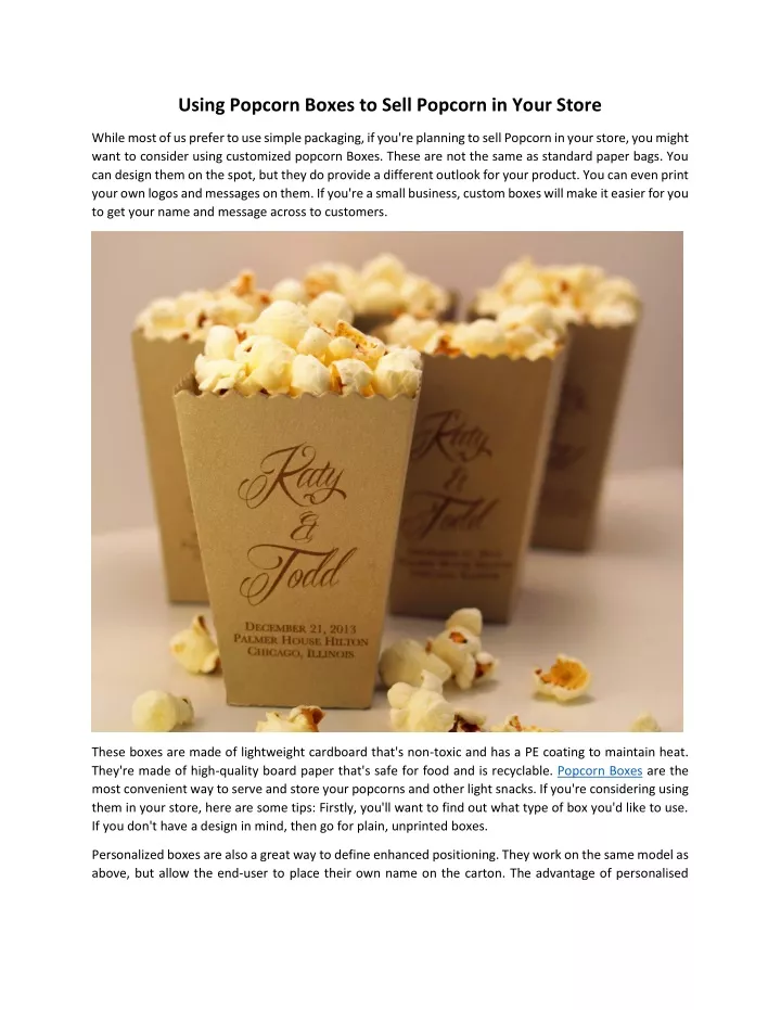 using popcorn boxes to sell popcorn in your store