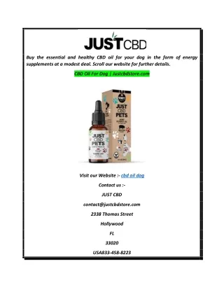 CBD Oil For Dog Justcbdstore.com