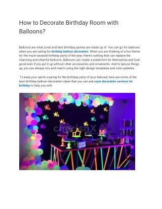 How to Decorate Birthday Room with Balloons?