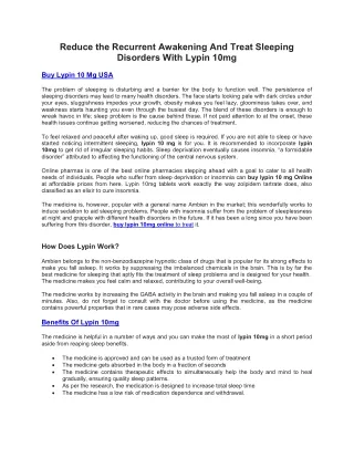 reduce the recurrent awakening and treat sleeping