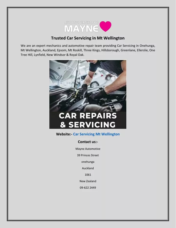 trusted car servicing in mt wellington