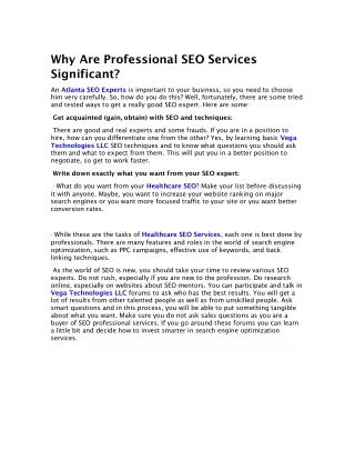why are professional seo services significant