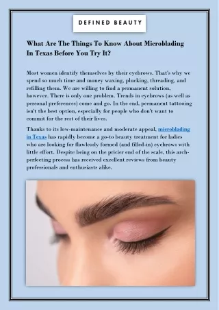 What Are The Things To Know About Microblading In Texas Before You Try It