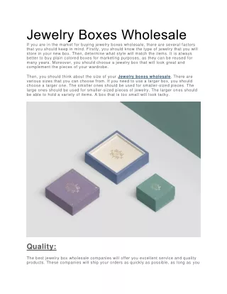Jewelry Boxes Wholesale