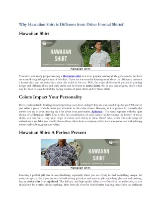 Why Hawaiian Shirt is Different From Other Formal Shirts?