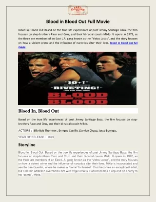 Blood in Blood Out Full Movie