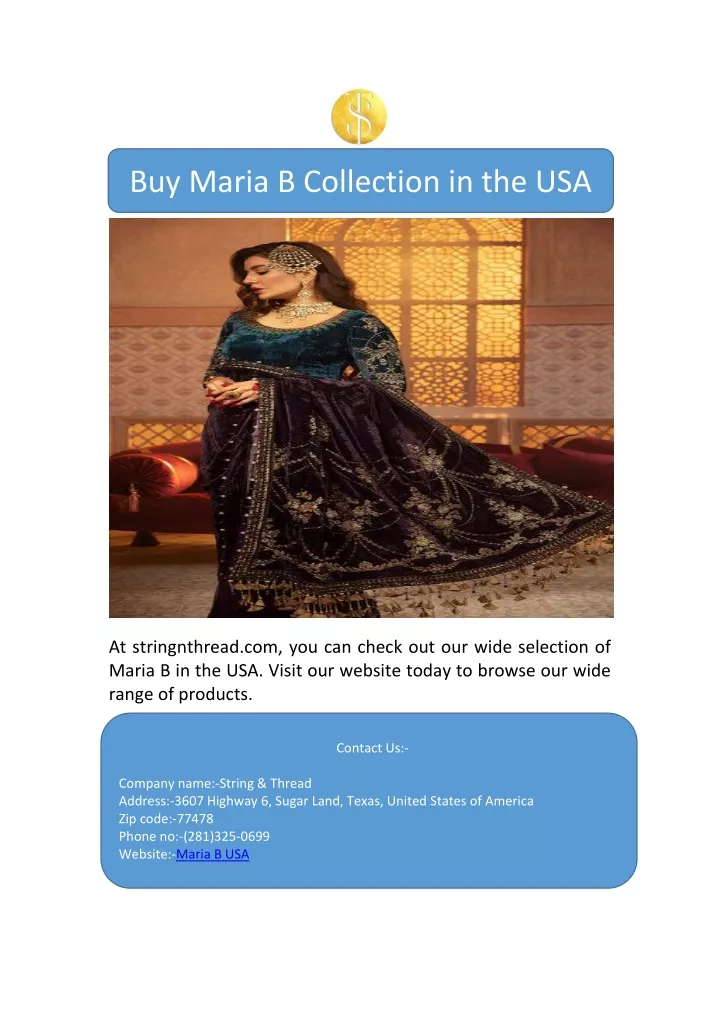 buy maria b collection in the usa