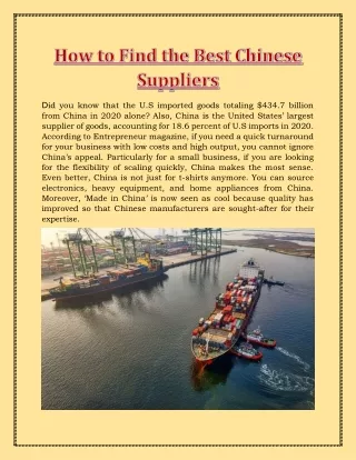 Why choose Chinese suppliers?