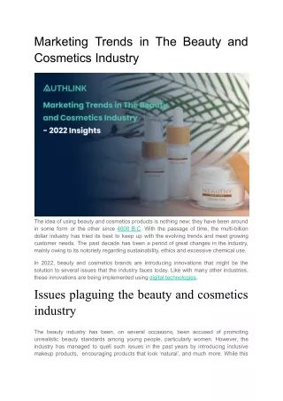 Marketing Trends in The Beauty and Cosmetics Industry