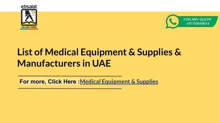 list of medical equipment supplies manufacturers