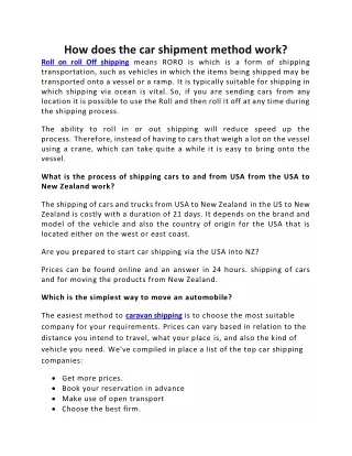 How does the car shipment method work?